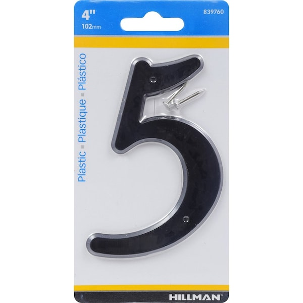 Hillman HILLMAN 4 in. Black Plastic Nail-On Number 5 1 pc, PK10 839760 - main